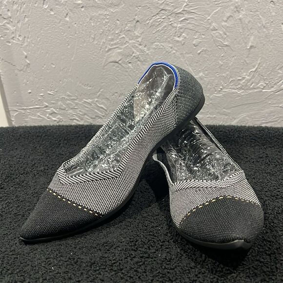 🔥🔥 ROTHY’S  The Point Gray Mist Cap Toe Ballet Flat Shoes Womens Size 10.5 - E - Picture 3 of 13